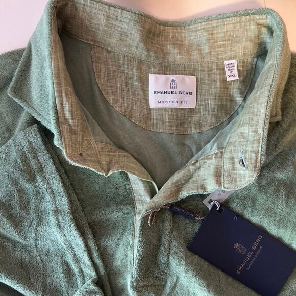 NWT Emanuel Berg Superfine Shirting Modern Fit Terry Cloth Polo Shirt Size XXL - Picture 3 of 8